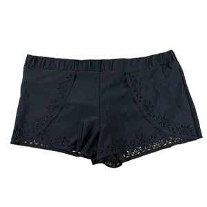 Kona Sol Black Laser Cutout Swim Shorts Womens Large
